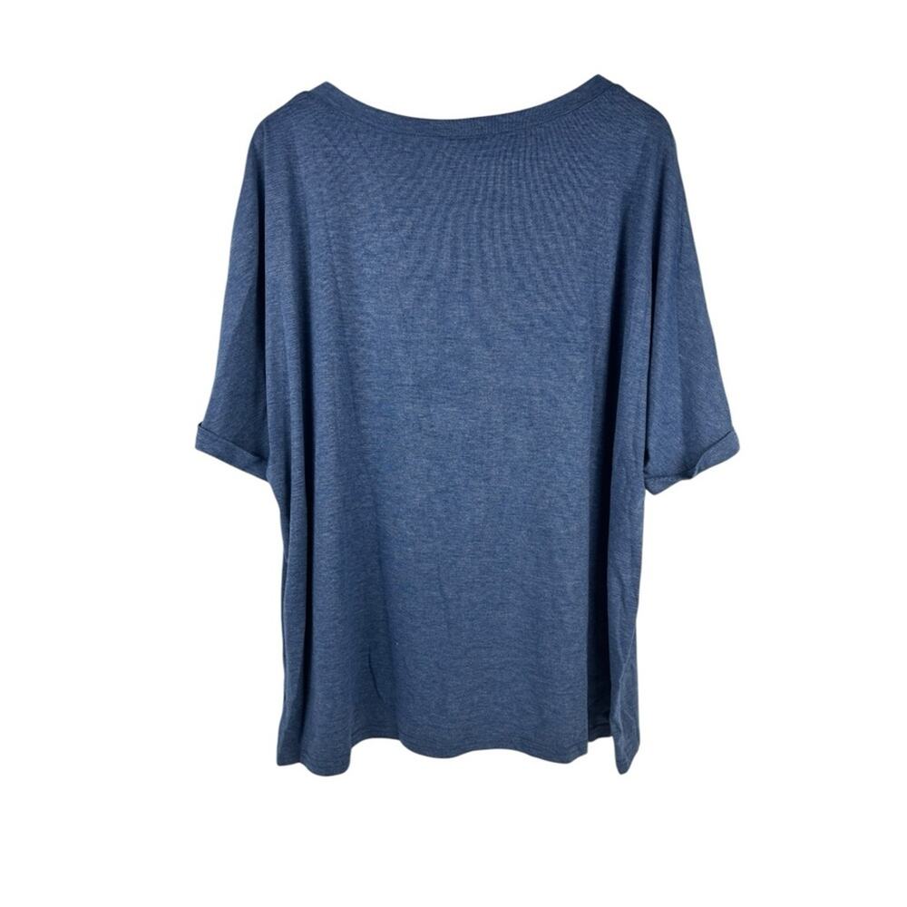 NWT UEU Womens Oversized Blue V Neck Casual Shirts Short Sleeve, 2XL - Picture 4 of 7